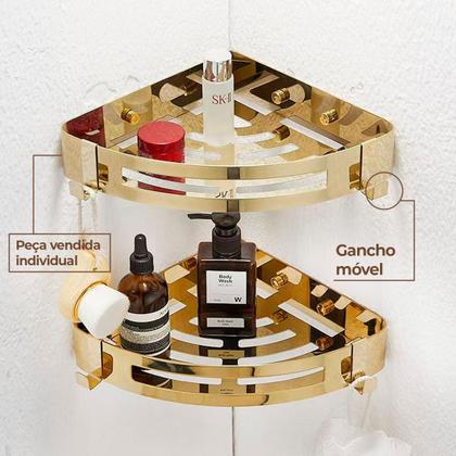 Imagem de Suporte shampoo de canto parede banheiro Aço inox Dourado