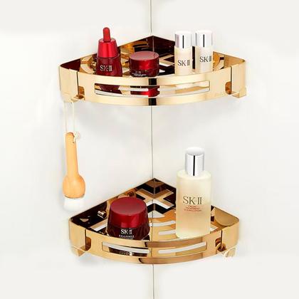 Imagem de Suporte shampoo de canto parede banheiro Aço inox Dourado