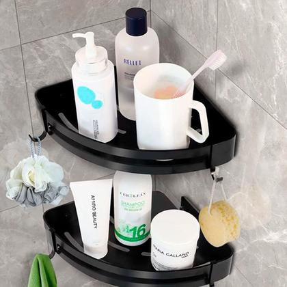 Suporte shampoo de canto parede banheiro Aço inox Preto - Fino Inox Imagem de Suporte shampoo de canto parede banheiro Aço inox Preto