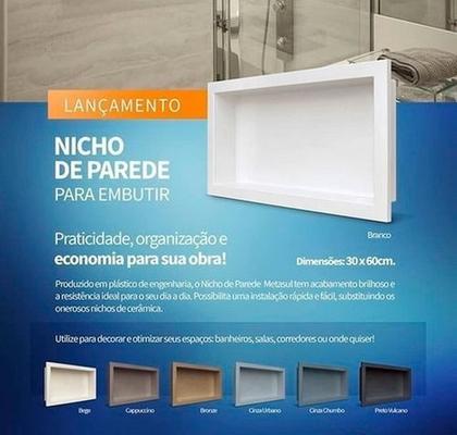 Imagem de Suporte Shampoo Nicho Para Banheiro Embutir 30x60cm Bege