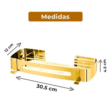 Imagem de Suporte shampoo retangular parede banheiro Aço inox Dourado