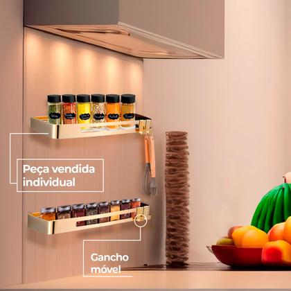 Imagem de Suporte shampoo retangular parede banheiro Aço inox Dourado