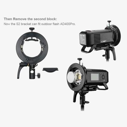 Imagem de Suporte Speedlite Godox S2 S-Type Bowens Mount para V1 AD200Pro AD400pro AD200
