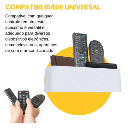 Imagem de Suporte Stand de Parede com 4 Compartimentos para Controle Remoto Carteiras e Chaves Fixo com Dupla Face