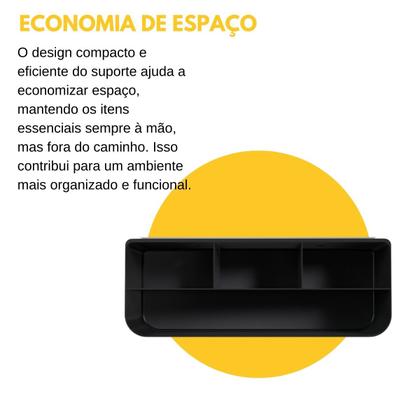 Imagem de Suporte Stand de Parede com 4 Compartimentos para Controle Remoto Carteiras e Chaves Fixo com Dupla Face