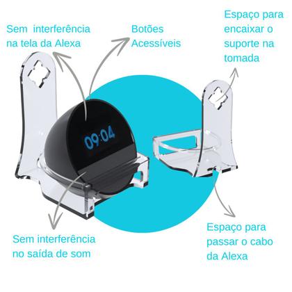Imagem de Suporte Stand de Parede para Tomada Vertical e Horizontal Compatível com Amazon Alexa Echo Spot - ARTBOX3D