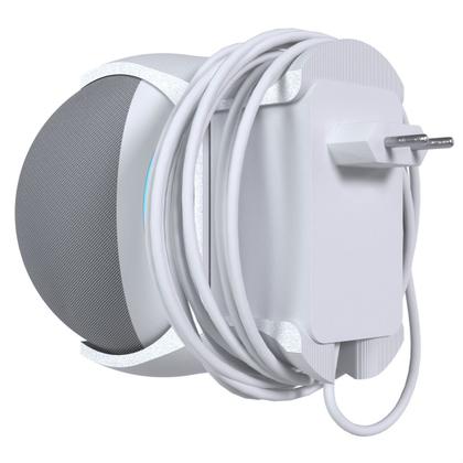 Imagem de Suporte Stand De Tomada Parede com Organizador de Cabos Compatível com Amazon Alexa Echo Dot 4 e 5 Geração