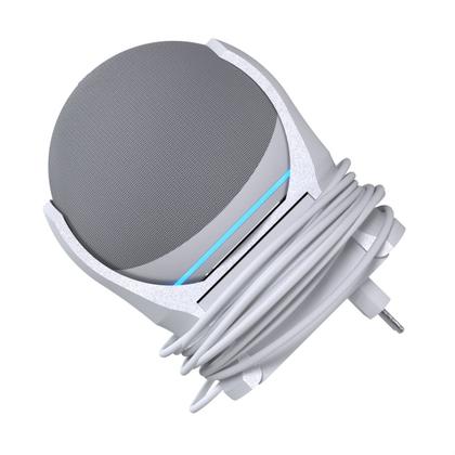 Imagem de Suporte Stand De Tomada Parede com Organizador de Cabos Compatível com Amazon Alexa Echo Dot 4 e 5 Geração