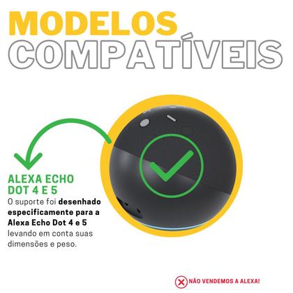 Imagem de Suporte Stand De Tomada Parede com Organizador de Cabos Compatível com Amazon Alexa Echo Dot 4 e 5 Geração