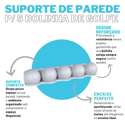Imagem de Suporte Stand Expositor De Parede Para Até 5 Bolinhas Bolas De Golfe Golf