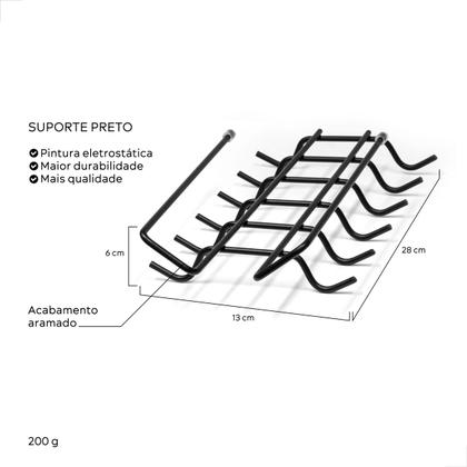 Imagem de Suporte Suspenso para 12 Xícaras Preto - Organizador Prático e Moderno para Armário