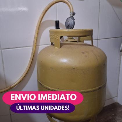 Imagem de Suporte Suspenso Reforçado Botijão Gás 13Kg Antifurto Aço Trava Parede Cozinha Organização