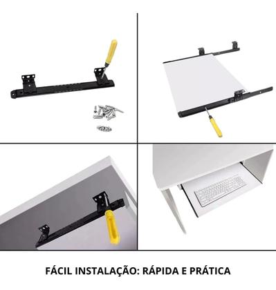 Imagem de Suporte Teclado e Mouse Retrátil Gaveta Deslizante para Mesa Computador