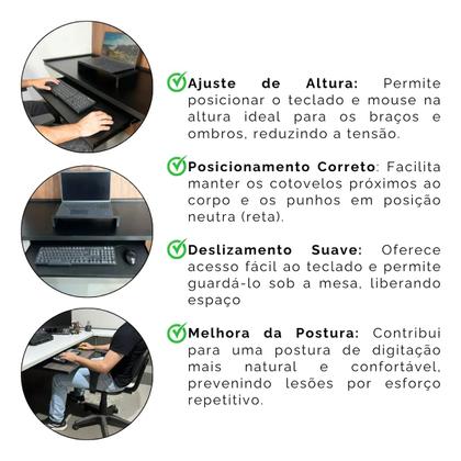 Imagem de Suporte Teclado e Mouse Retrátil Gaveta Deslizante para Mesa Computador