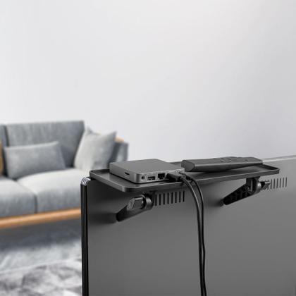 Imagem de Suporte Tipo Prateleira para TV, Suporte Até 6kg, Para Conversor, Alexa, Caixa de Som, Acessórios, Preto, ACE08D, ELG