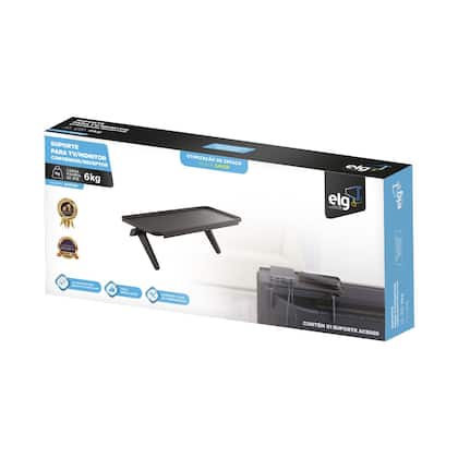 Imagem de Suporte Tipo Prateleira para TV, Suporte Até 6kg, Para Conversor, Alexa, Caixa de Som, Acessórios, Preto, ACE08D, ELG