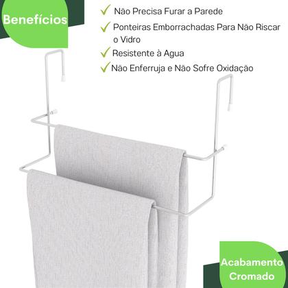 Imagem de Suporte Toalha Box Porta Toalha Duplo Banheiro Cromado ARM