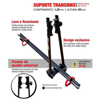 Imagem de Suporte Transbike Bicicleta Bike Para Rack Teto Alumínio 20kg