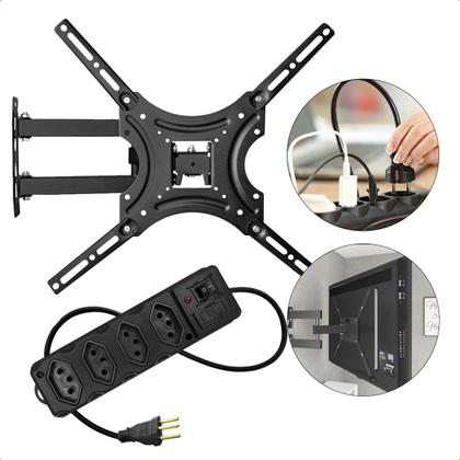 Imagem de Suporte Triarticulado TV 32 a 55 Polegadas Inclinável Universal com Extensão Elétrica 4 Saídas