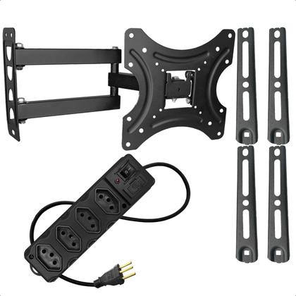 Imagem de Suporte Triarticulado TV 32 a 55 Polegadas Inclinável Universal com Extensão Elétrica 4 Saídas