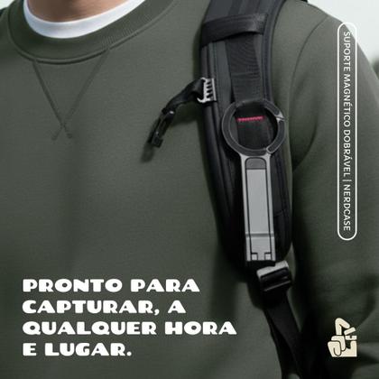 Imagem de Suporte Tripé para Celular Nerdcase, Magnético, Dobrável, Alumínio, Preto