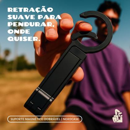 Imagem de Suporte Tripé para Celular Nerdcase, Magnético, Dobrável, Alumínio, Preto