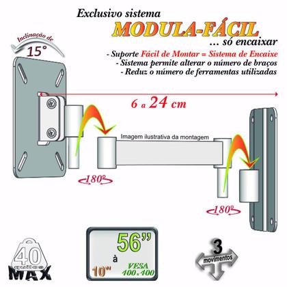 Imagem de SUPORTE TV 10" a 56" VESA 400X400 3 MOVIMENTOS BRANCO