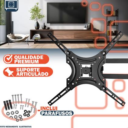 Imagem de Suporte TV 32 55 Polegadas Ajustável Retrátil Inclinável Smart TV Kit Com 4