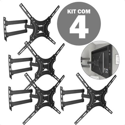 Imagem de Suporte TV 32 55 Polegadas Ajustável Retrátil Inclinável Smart TV Kit Com 4