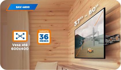Imagem de Suporte Tv Articulado Lcd Led Oled Plasma 37" a 80" Aquário 4 Movimentos Parede Painel MDF Dry Wall