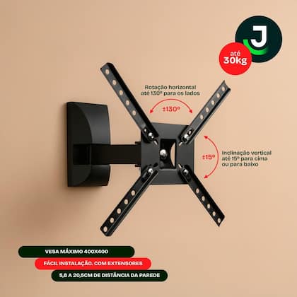 Imagem de Suporte Tv Articulado Universal Inclinável 10 A 60 Polegadas Preto