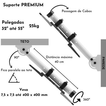 Imagem de Suporte Tv Consultório Odontológico Inclina 90º Giro 360º Ideal para Distrais Pacientes Cor Branco