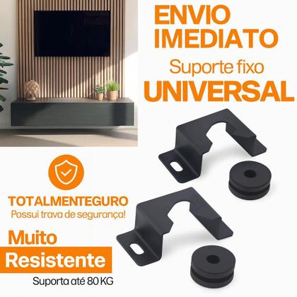Imagem de Suporte TV Fixo Parede 32 a 65 Polegadas Universal Preto Com Trava de Segurança