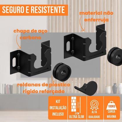 Imagem de Suporte TV Fixo Parede 32 a 65 Polegadas Universal Preto Com Trava de Segurança