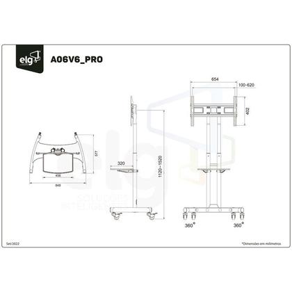 Imagem de Suporte Tv LCD Plasma Led Pedestal Rack Chão Rodas 32" a 75" A06V6S Elg