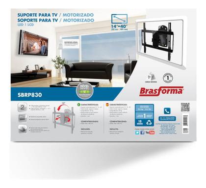 Imagem de Suporte Tv Parede Motorizado Lcd Led Plasma 14" A 37" Sbrp830 Brasforma