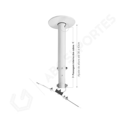 Imagem de Suporte TV Teto com Inclinação para Consultório Odontológico / Hospitalar 10 à 55 Polegadas - Lidimar DT300