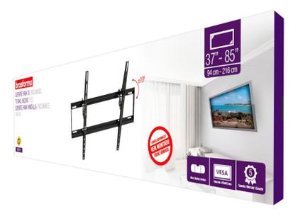Imagem de Suporte Ultra Slim Para Tv Parede Preto Led Lcd Plasma 3D E Smart Tv De 37 A 75 Polegadas Até 35KG Inclinável Sbrp615 Brasforma