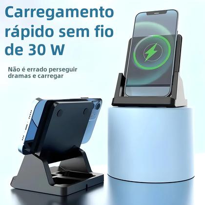 Imagem de Suporte Ultrafino com Carregador Sem Fio 30W - Doca de Carregamento Rápido para iPhone 15/14/13/12