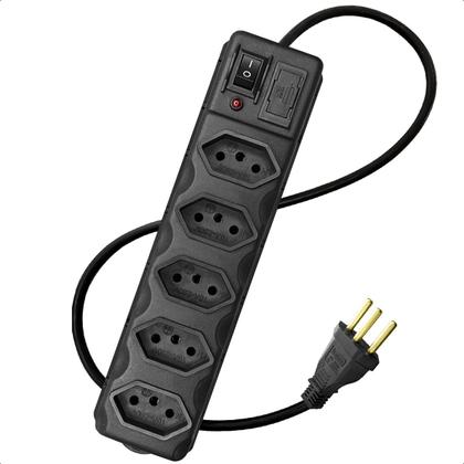 Imagem de Suporte Universal Fixo Para Tv 40 a 80 Pol Até 75Kg Slim Preto Com Filtro Régua de Energia 5 Entradas