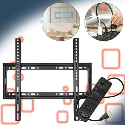 Imagem de Suporte Universal Fixo Slim para TV 23 á 63 até 50 kg Filtro de Linha 4 Tomadas 85 cm incluso Kit Instalação Parede
