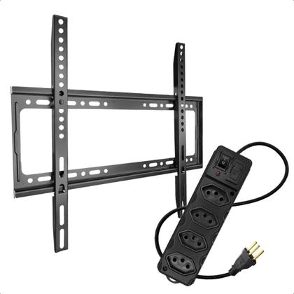Imagem de Suporte Universal Fixo Slim para TV 23 á 63 até 50 kg Filtro de Linha 4 Tomadas 85 cm incluso Kit Instalação Parede
