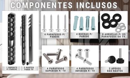 Imagem de Suporte Universal Garra Ajustável Para TVs de 32 a 75 Polegadas Até 75kg Aço Reforçado Preto