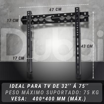 Imagem de Suporte Universal Garra Ajustável Para TVs de 32 a 75 Polegadas Até 75kg Aço Reforçado Preto