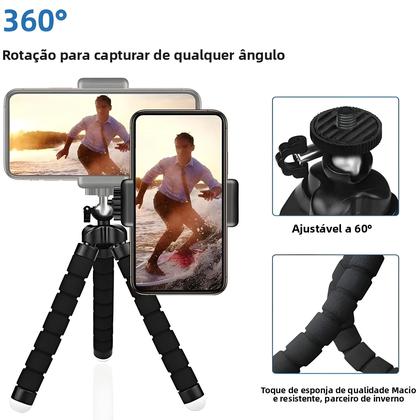 Imagem de Suporte Universal Mini Tripé Octopus Monopé Para Celular, Câmera E Webcam Com Clipe Para Smartphones