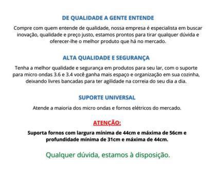 Imagem de Suporte universal para micro ondas e forno elétrico