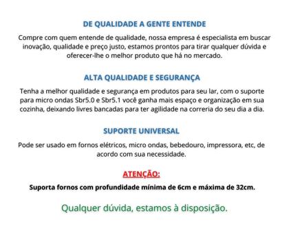 Imagem de Suporte universal para micro ondas e forno elétrico com ajuste largura