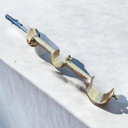 Imagem de Suporte Varão Comum Duplo Parede 19/28mm Dourado Ilhós Argola Cortina Kit 1/2/3//4/5/6 Unid