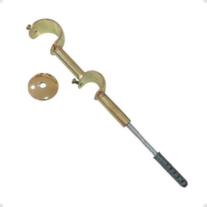 Imagem de Suporte Varão Comum Duplo Parede 19/28mm Dourado Ilhós Argola Cortina Kit 1/2/3//4/5/6 Unid