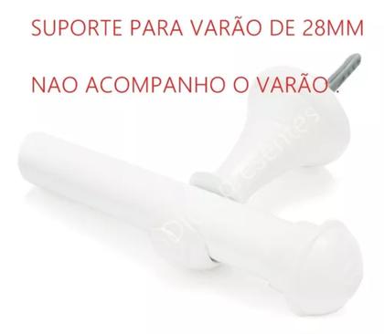 Imagem de Suporte Varão Cortina grosso 28mm Par Com Ponteira branca
